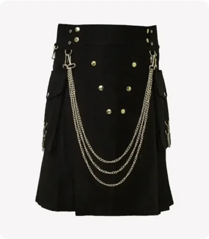 Famous Cargo Utility Kilt With Golden Chains