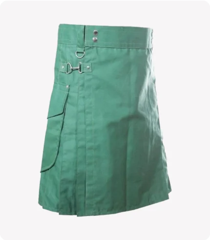 Green Utility Kilt With Cargo Pocket