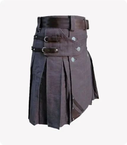 Heavy Duty Denim and Leather Kilt